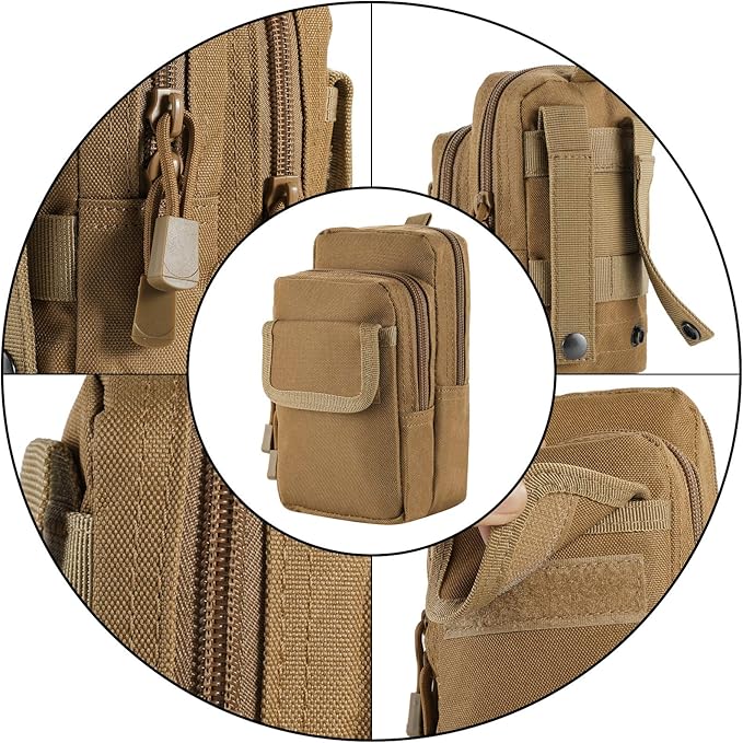 2 Pack Molle Pouches - Tactical Compact Water-Resistant EDC Pouch Bag Small Utility Pouch