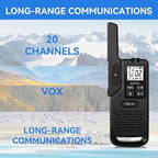 One BelFone Long Range Walkie Talkie,20 Channels Professional Two Way Radio,IP54 Waterproof Walkie Talkies for Adults,with Flashlight, Stopwatch,Compass,Radio and SOS Sire,Support VOX Function