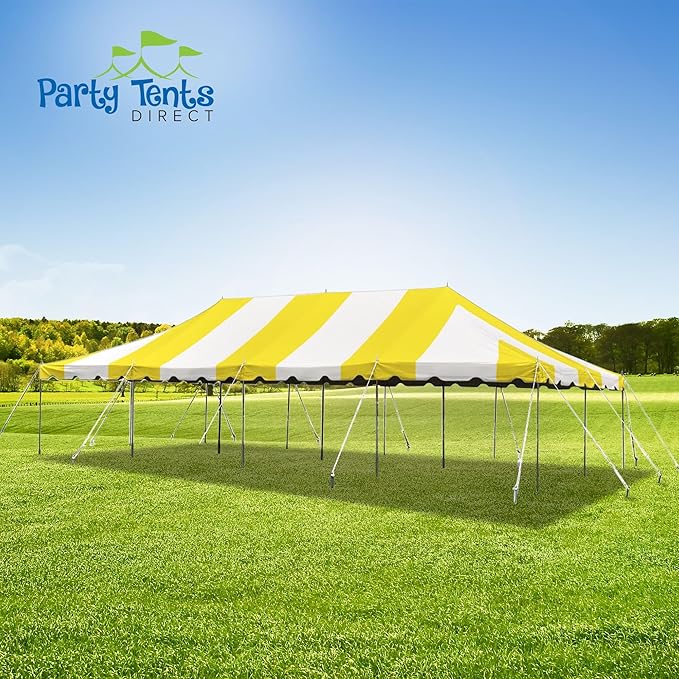 Party Tents Direct 20'x40' Weekender Canopy Pole Tent - Easy Up Canopy Tent with 160 Person Capacity - Outdoor Canopies for Parties, Weddings, & Events (Yellow/White Top)
