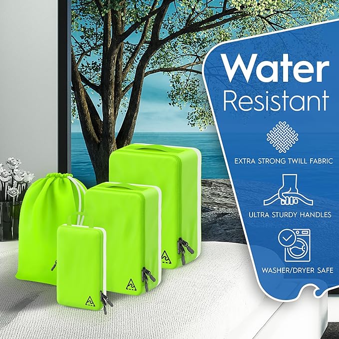 4-Piece Deluxe Compression Packing Cubes Travel - Maximize Space In Luggage With Double Capacity Design, Luxury Compressible Packing Cubes For Travel, Large, Small, & Medium Set