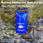 Waterproof First Aid Kit Roll Top Boat Emergency Kit with Waterproof Contents for Fishing Kayaking Boating Swimming Camping Rafting Beach Blue