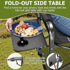 Oversized Camping Chairs,Heavy Duty Support 500 LBS,Directors Chair With Padded Back & Arm Sport Chairs With Cup Holder Cooler Bag, Collapsible Folding Chairs,Beach Chair for Outdoor, Fishing & Garden