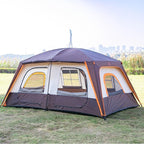 KTT Large Family Cabin Tent 10-12 Person,14.1X10X6.58ft,2 Rooms,3 Storage Pockets,2 Bay-Windows 3 Doors and 3 Windows with Mesh,Straight Wall,Waterproof,Double Layer,Big Tent for Outdoor,Camping