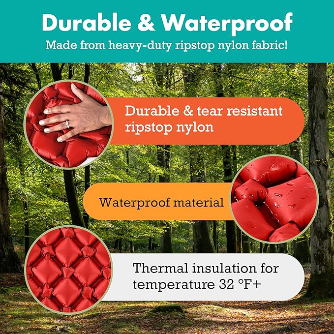 Ultralight Sleeping Mat - Inflatable & Compact Camping Air Mattress for Backpacking, Hiking
