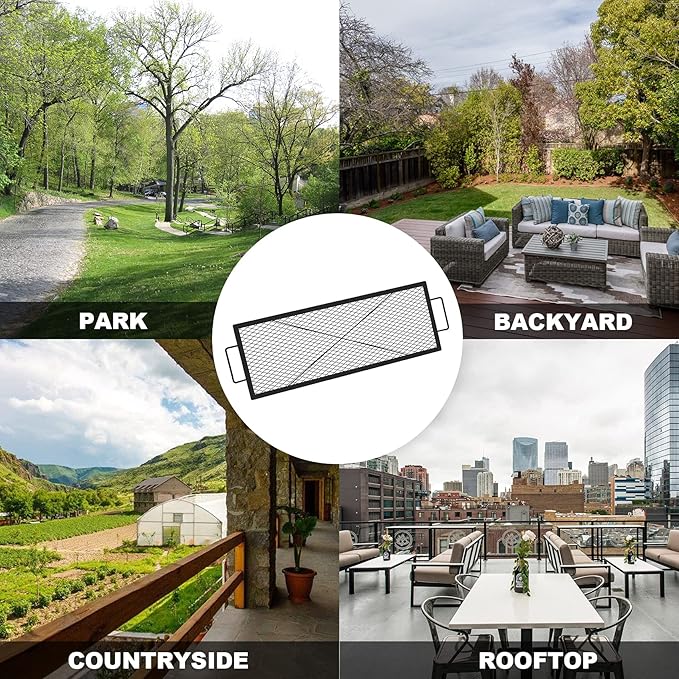 Onlyfire Rectangle X-Marks Fire Pit Cooking Grate, Campfire Grill Grate with Handles, Heavy Duty Steel BBQ Grill Grate for Outdoor, 40-Inch