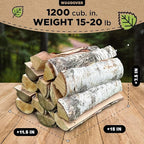 15" Birch Firewood Logs with Fire Starters Set – 1200 cub. in, 15–20 lb | Kiln-Dried & Seasoned Hardwood for Fire Pit, Fireplace | Bright Flames & Pleasant Aroma for Cozy Atmosphere