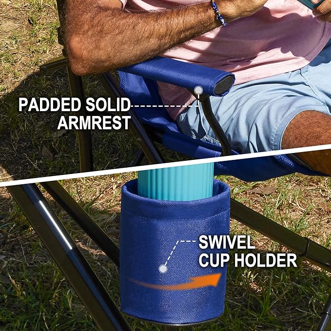 Oversized Folding Camping Chairs for Adults Heavy Duty, Support 500lbs Big and Tall High Back Camping Chairs for Heavy People Padded Lawn Chairs Camp Chairs for Patio,Beach,Camp,Lawn,Outdoor