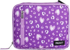 PackIt Freezable Classic Lunch Box, Leopard Hearts Purple, Built with ECOFREEZE Technology, Reusable, Zip Closure With Zip Front Pocket and Buckle Handle, Designed for Fresh Lunch On the Go