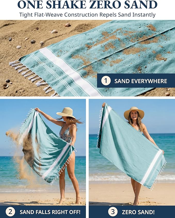 LANE LINEN Beach Towel - Beach Towels Oversized, Pre-Washed Large Beach Towels, Sandless Beach Towel, Quick Dry Travel Towel, Large Pool Towels, 39"x71" - Hunter Green