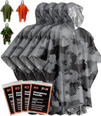 PREPARED4X Emergency Poncho and Mylar Blanket Liner - Waterproof, Wind-Resistant Outdoor Rain Poncho for Camping, Emergencies