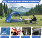 ThreeBears 4-Person Backpacking Tent Shelter, 3000mm Waterproof, Easy Setup, Spacious for Family Outdoor Adventures, Hiking, and Camping Trips