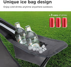 LET'S CAMP Camping Chair 2 Pack Folding Chair with 3-Can Cooler Bag Portable Lawn Chair with Cup Holder,Storage Pocket, Supports 225LBS, Collapsible Chair for Camp, Beach, Picnic (Grey)