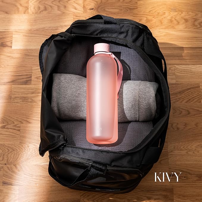 KIVY Large Water Bottle 50oz [Lightweight & Shatterproof] Fits Backpack & Cupholder for Travel, Sports, School - Pink water bottle no straw - 1.5 Liter water bottles - 50oz Water bottle