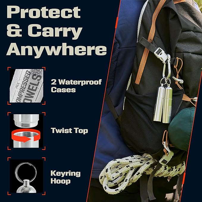 Compressed Towel Tablets - 100% Bamboo Camping Toilet Paper Tablets, Great for Hiking, Travel and Backpacking - Disposable Washcloths, Body Wipes, Paper Towel Coin Tissue - 100/250/500 Pack