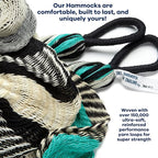 Handwoven Hammock by Yellow Leaf Hammocks - Family Size, Fits 2+ PPL, 550lb max - Weathersafe, Super Strong, Easy to Hang, Ultra Soft, Artisan Made - Color: Turquoise - Black -White
