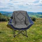 Northroad Oversized Foldable Camping Chair with Cell Phone Holder,Outdoor Padded Lawn Chair w/Cup Holder,Carry Bag for Beach, Hiking, and Picnics,Heavy-Duty 300-lbs Capacity, Blue