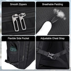 PIJUSHI Travel Backpack for Women Men Expandable Carry on Luggage Backpack Airline Approved Personal Item Laptop Bag(PE034 Black)