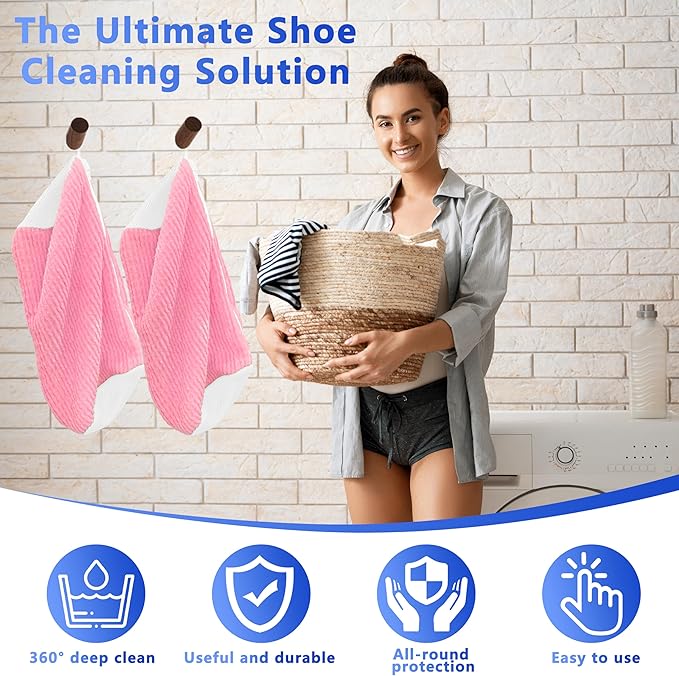 2Pcs Reusable Shoe Washing Machine Bag for Washer and Dryer:Free Up Hands, Prevent Deformation,shoe bag with Zipper Protection Design, Use for all Shoes,Sports Shoes