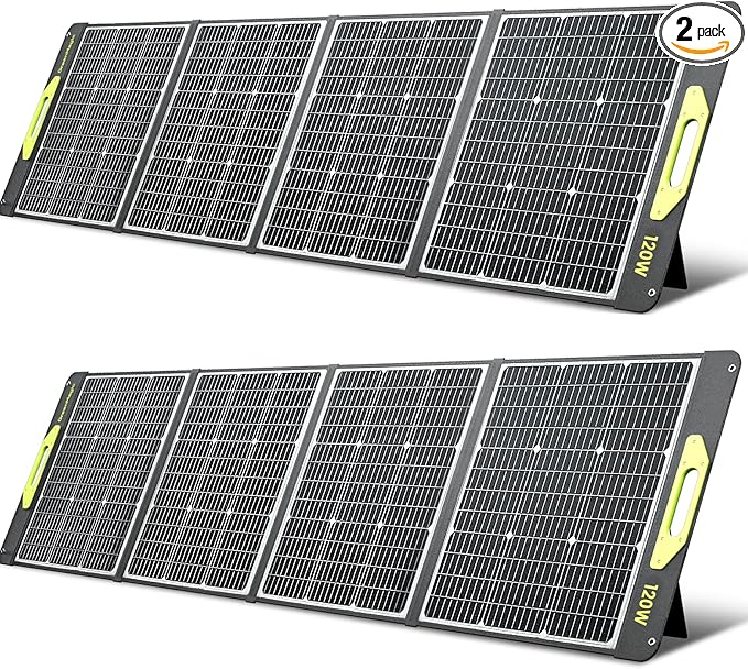 Greenmagic 240W Watt/20V Portable Solar Panel 120W x 2 USB-C/USB-A/DC Outputs Supports Most Portable Power Station & Solar Geneators 22% Faster Conversion Waterproof RV Camping