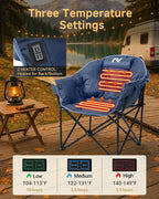 Slsy Heated Camping Chair Oversized, Outdoor Portable Heated Folding Chair, Heavy Duty 500 lbs Support, Padded Seat for Outdoor Sports, Camping, Patio, and Picnics