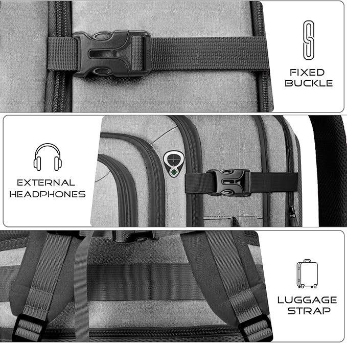 Travel Backpack for Men, Expandable Carry on Backpack, TSA 17.3 inch Laptop Bag Flight Approved, Lightweight Business Luggage Bag, Travel Gifts for Men Women, Grey