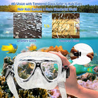 Kids Mask Fins Snorkel Set Snorkeling Packages, with Diving Mask, Snorkel, Adjustable Swim Fins, Mesh Bag, Anti-Fog Anti-Leak Snorkeling Gear for Kids for Snorkeling Swimming Diving