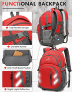 ProEtrade Extra Large Backpack Bookbag for College Laptop Travel, Fit Laptop Up to 17 inch with USB Charging Port Multi Compartment Anti theft, Gift for Women Men (Light Red)