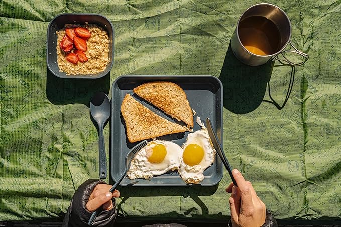 Coghlan’s Camp Cutlery Set – Lightweight, Durable & Eco-Friendly – Wheat Straw Bio-Infused – Full-Sized Knife, Fork & Spoon with Carabiner – BPA-Free, Dishwasher Safe Camping Utensils