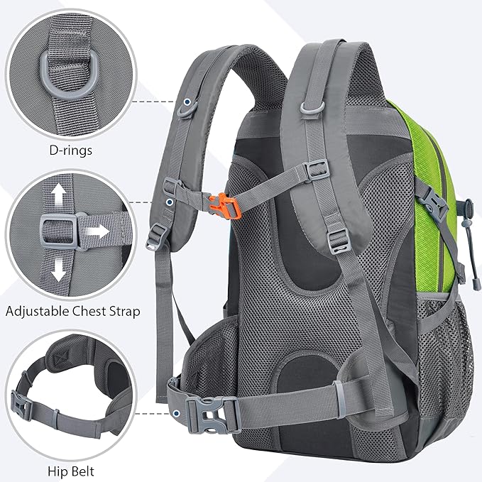 Hiking Backpack 30L Lightweight Travel Daypack Small Day Pack for Men Women Outdoor Camping Backpacking, Green