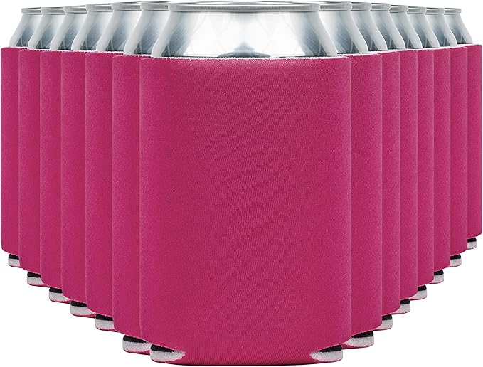 Blank Beer Can Cooler Sleeves (60-Pack) Soft Insulated Beer Can Coolies - HTV Friendly Blank Koolies in Bulk for Beer Cans & Bottles - Coolie Blanks for Vinyl Projects & Wedding Favors (Raspberry)