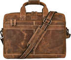 LEATHER VILLAGE 16" Leather Laptop Messenger Briefcase Bag for Men-Leather Satchel for Travel and Office Shoulder Bag- Sun Tan Brown