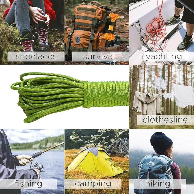 TECEUM 5/32" Paracord Rope 1000 – 1000ft / 200ft / 100ft / 50ft – Tactical Parachute Cord 4mm – 45+ Colors – Nylon String for Survival & Camping Gear – Stripe Cord for Survival – Utility Rope