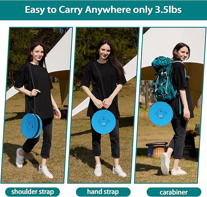 ALEVMOOM Upgraded XXL 50 Portable Collapsible Stool with Cushion,Telescoping Folding Stool for Adults,Yet More Sturdy Camping Stool with Load Capacity 1000lbs,for Outdoor Garden Hiking BBQ Blue