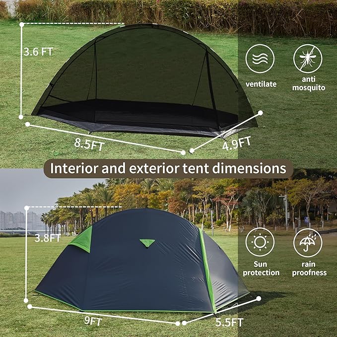 1 Person Backpacking Tent for Camping– Lightweight Double Layer Waterproof Camping Tent, Easy Setup Shell Tent for Hiking, Hunting, Motorcycle Trave, Grey