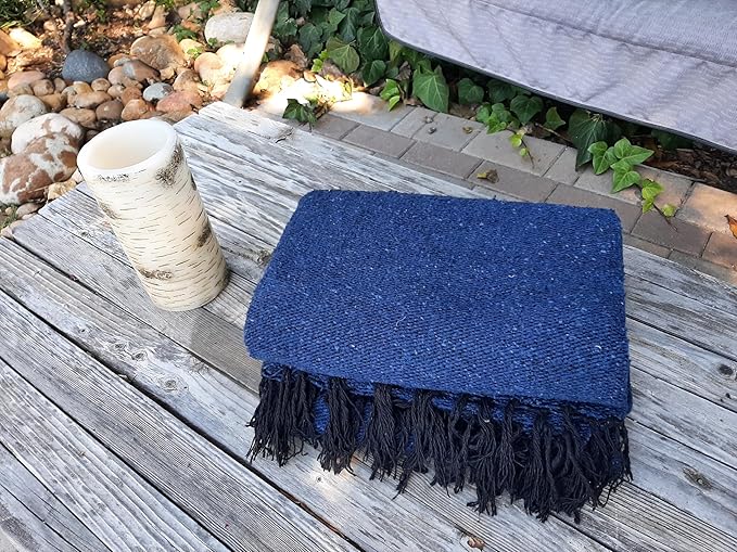 Open Road Goods Solid Color Mexican Yoga Blanket – Large Handwoven Throw for Yoga, Beach, Camping or Home – Soft and Durable Cotton Blend