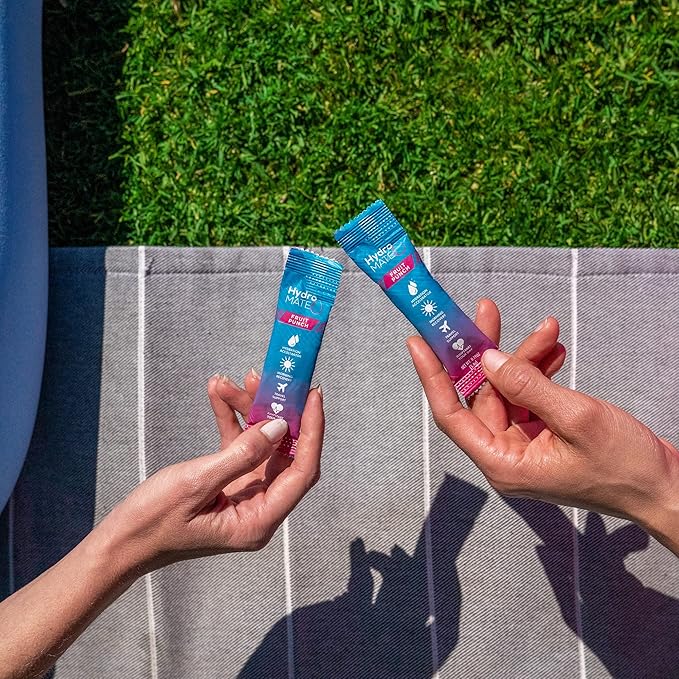 HydroMATE Electrolyte Powder Fruit Punch Hydration Packets Low Sugar 30 Count