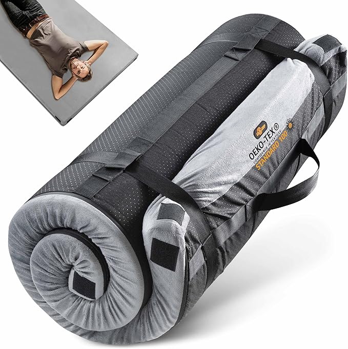 3 Inch GAIALOOP Thick Memory Foam Camping Mattress Sleeping Pad [Car/Tent/Cot] Glamping Portable Floor Mat Roll Up Futon Mattress for Guests Sleepover