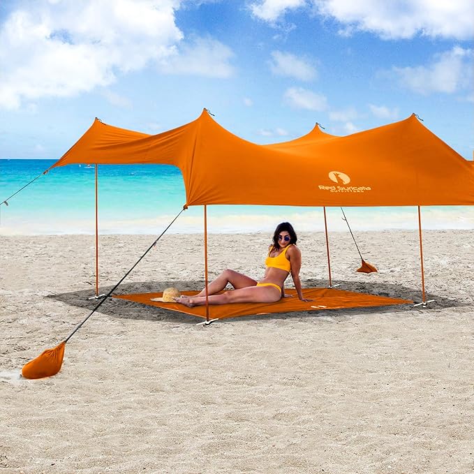 Red Suricata Sand Free Beach Mat – Large Sandproof Beach Blanket, Sandless, Waterproof – Fits and Matches Beach Canopy - Oversized Sand Proof Beach Mats for Outdoor, Picnic, Camping (Medium, Orange)
