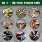 MOSSY OAK Multitool Pocket Knife, 10-in-1 Folding Pocket Knife Multitool with Stainless Steel Blade, Saw, Can Opener, Screwdrivers – EDC Tool for Camping, Hiking, Survival