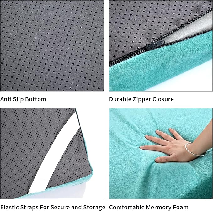 HOMBYS 3 INCH Thick Waterproof Memory Foam Camping Mattress for Outdoor Sleeping, Portable Roll Up Mattress Pad Mat for Travel Truck Bed Tent