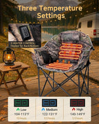 Slsy Heated Camping Chair Oversized, Outdoor Portable Heated Folding Chair, Heavy Duty 500 lbs Support, Padded Seat for Outdoor Sports, Camping, Patio, and Picnics