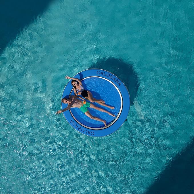 Round Floating Ring Inflatable Water Hammock Heavy Duty River Floats Lake Raft for Adults Tanning Pool Lounger Float Island Platform Pad Mat for Party