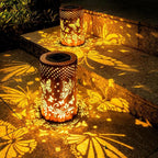 Boho Solar Lanterns Outdoor 2 Pack - Birthday Gifts for Women Mom Grandma Metal Hanging Solar Powered Unique Garden Decorative LED Lights for Outside Yard Patio Lawn Porch Decor(Butterfly)