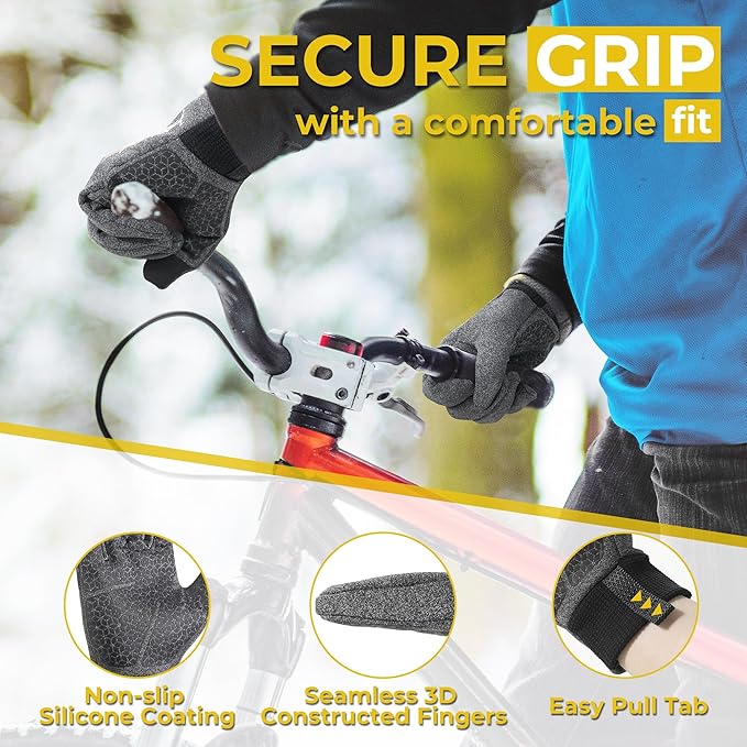 HANDLANDY Winter Running Gloves for Women & Men, Windproof Water-Resistant Thermal Touchscreen Liner Gloves for Cycling, Hiking, Driving, Freezer Work