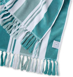Laguna Beach Textile Co. Striped Cabana Beach Towel - Oversized, Plush 630 GSM Cotton - Palm Green