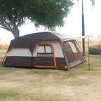 KTT Large Tent 6-12 Person,Family Cabin Tents,Straight Wall,3 Doors and 3 Windows with Mesh,Waterproof,Big Tent for Outdoor,Picnic,Camping,Family,Friends Gathering.