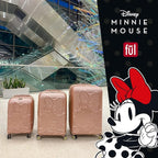 FUL Disney Minnie Mouse 25 Inch Rolling Luggage, Textured Hardshell Suitcase with Wheels, Rose Gold