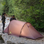 Backpacking Ultralight 2Person Tunnel Tent, 2.89lbs, Double Silicone-Coated Fabric, Compact 3-Season Tent – Wine Brown