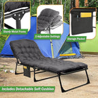 Folding Camping Cot with Mattress for Adults up to 440lbs - Heavy Duty Foldable Bed with Removable Cot Mattress and 3 Recline Positions for Travel, Camp, Beach or Guest Bed by Wakeman Outdoors (Gray)