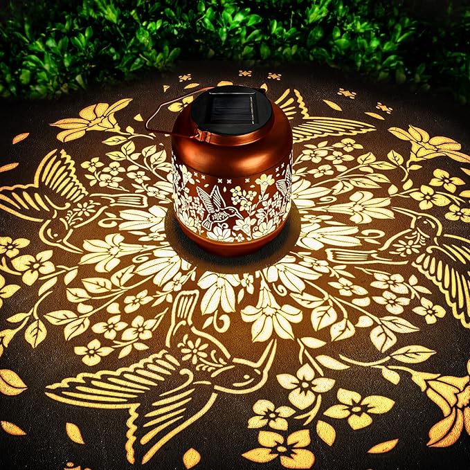 Birthday Gifts for Women Mom Grandma Solar Lantern Outdoor Waterproof, Gardening Gifts for Women, Hummingbird Garden Decor Hanging Solar Lights Yard Decorations Outdoor, Backyard, Patio, Porch